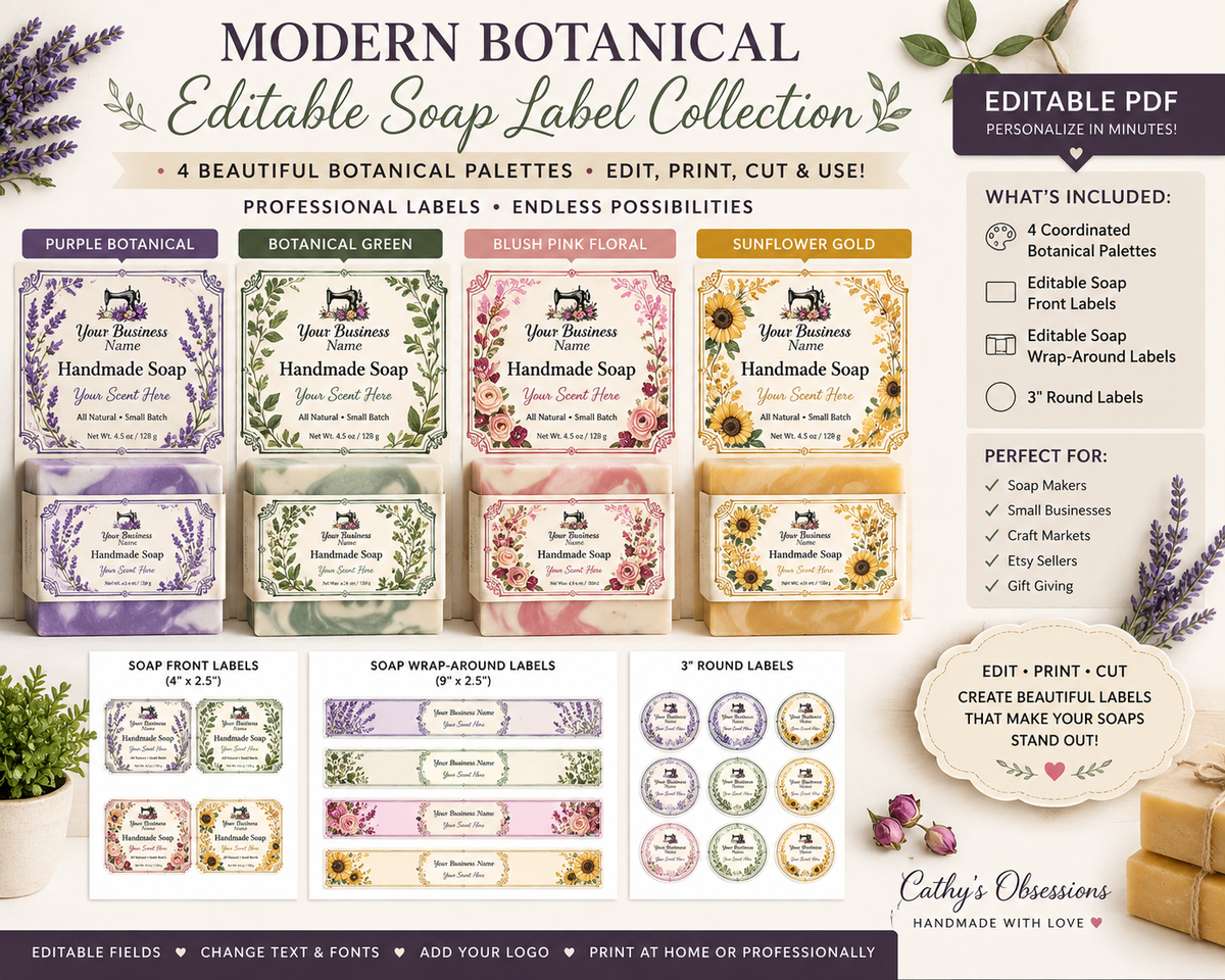 Modern Botenical Editable Soap Lable Collection