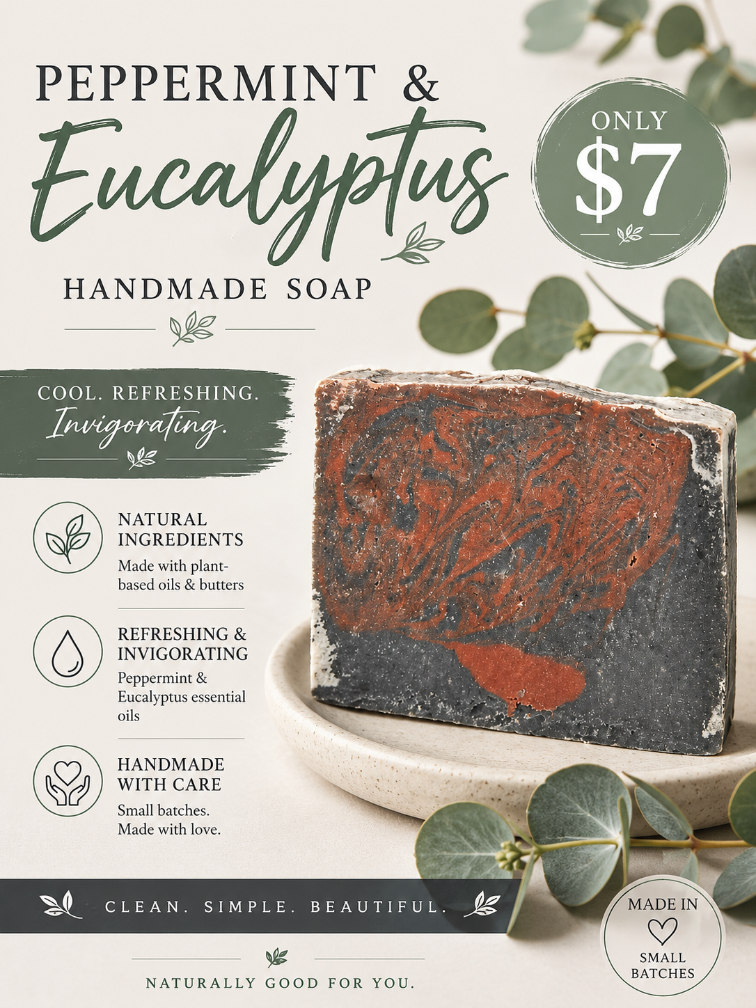 Peppermint & Eucalyptus Handmade Soap