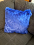Blue fur pillow